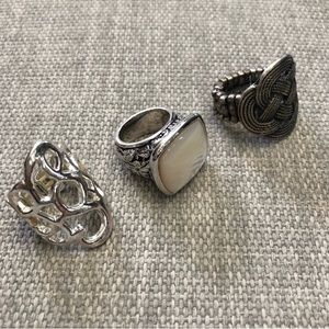 Ring Trio - 3 Ring Bundle Costume Jewelry Faux Stone